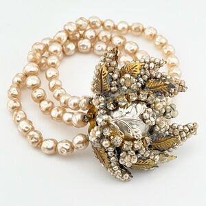 Art deco, Marion Haskell Faux Pea Pearl W Bouquet Centerpiece Bracelet